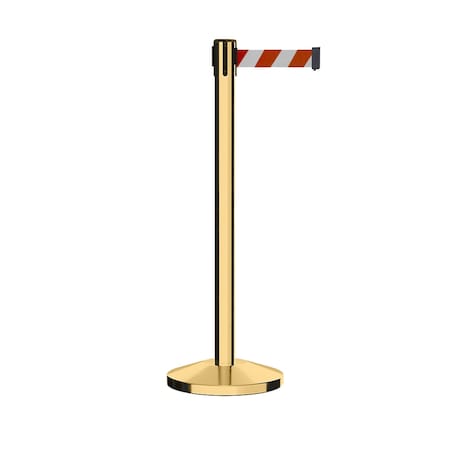 Montour Line Stanchion Belt Barrier Pol.Brass Post 13ft. Rd/Wh Belt ES400-PB-RWD-130